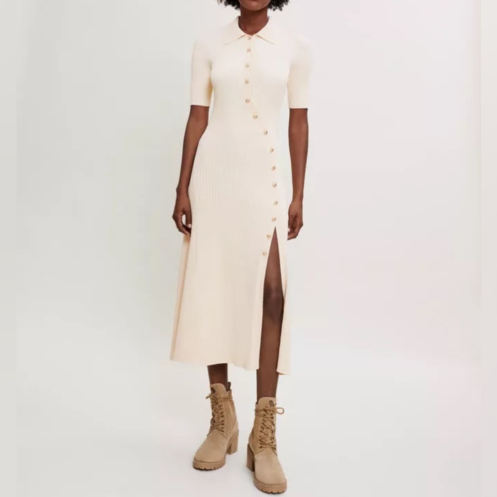 NWT Maje Long Knit Dress in Ecru